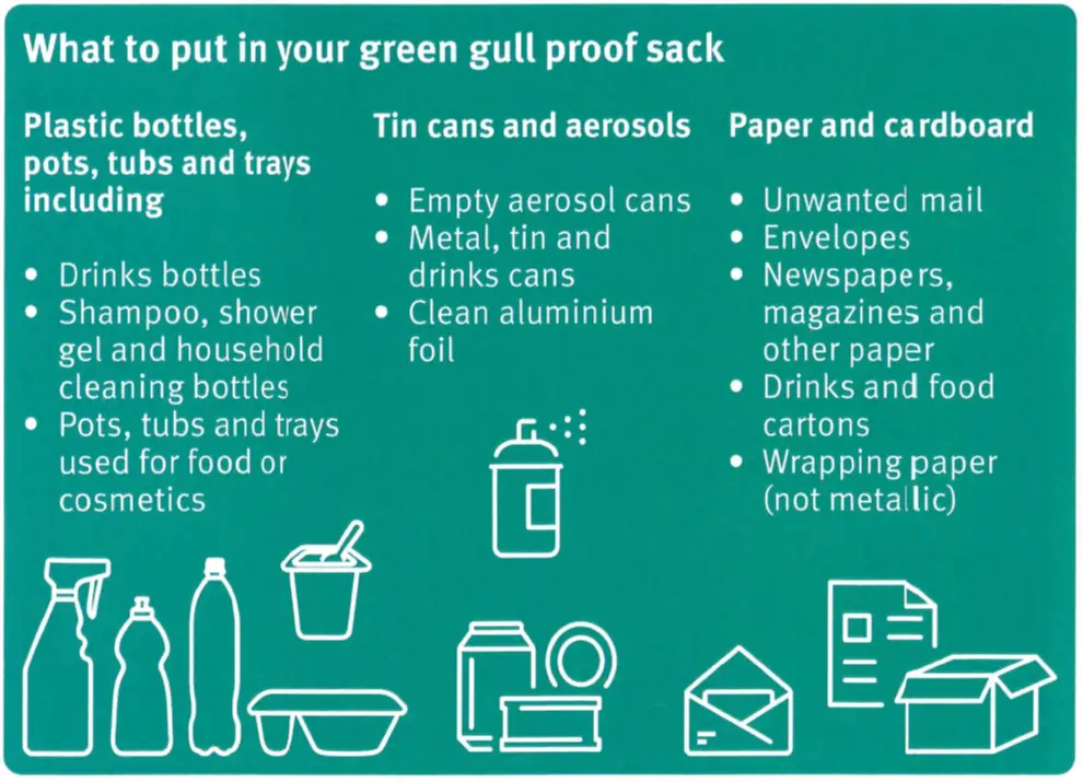 Graphic showing types of recycling