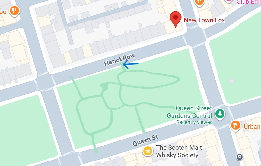 google map of Queen Street Gardens Central