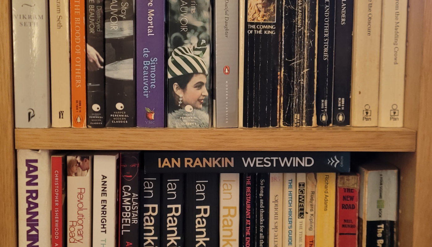 picture of two bookshelves with books